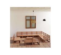 Vidaxl Salon De Jardin 13 Pcs Marron Miel Bois De Pin Massif Marron