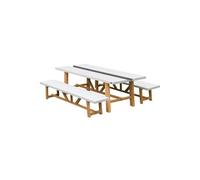 Salon de jardin bois massif marron 2 pieces 8 personnes