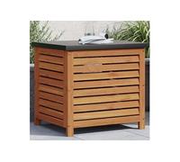 vidaXL Boîte de rangement de jardin 60x50x55 cm – Bois massif d'eucalyptus – Pour coussins