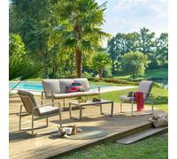 Hespéride Salon de jardin Boreane 5 places aluminium, texaline et polyester, lin et argile