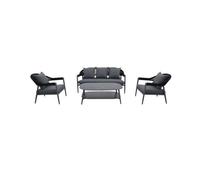 Salon De Jardin Camarillo Gris En Aluminium - 5 Places - Jardideco Multicolore