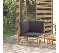 Vidaxl Canapé D'angle De Jardin Avec Coussins Gris Foncé Bambou