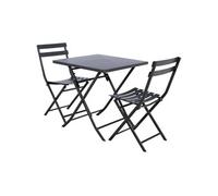 Salon de jardin carré en métal Greensboro 70 x 70 cm Graphite avec 2 chaises - Hespéride