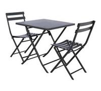 Salon de jardin carré en métal Greensboro 70 x 70 cm Graphite avec 2 chaises - Hespéride Graphite G