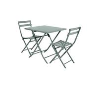 Hespéride – Salon de jardin Greensboro carré en métal 70 x 70 cm olive avec 2 chaises