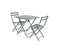 Salon de jardin carré en métal Greensboro 70 x 70 cm Olive avec 2 chaise - Hespéride