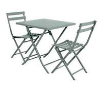 Hespéride – Salon de jardin Greensboro carré en métal 70 x 70 cm olive avec 2 chaises
