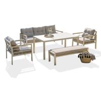 Salon de jardin CAYENNE 7 places en aluminium blanc DCB Garden