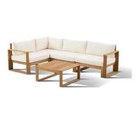 Salon de jardin d’angle Bocarnea LEVATA acacia beige 5 places Beige G