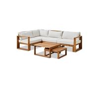 Salon de jardin d angle modulable Bois d acacia 5 personnes LEVATA OTTOMAN cassé H