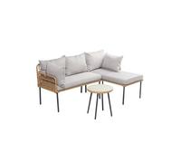 Salon De Jardin D'angle 3 Places Effet Rotin Lecce Marron