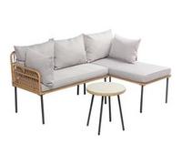 Salon de jardin d'angle 3 places effet rotin LECCE CONCEPT USINE Marron G
