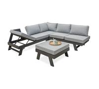 Salon de Jardin d'Angle 5-6 Places "New-York" 213cm Gris Anthracite