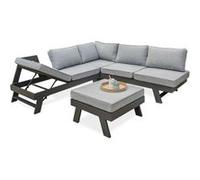 Salon de Jardin d'Angle 5-6 Places "New-York" 213cm Gris Anthracite G