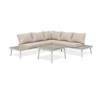 DCB Garden – Salon de jardin d'angle 5 places – en alu, aspect boisé