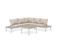 DCB Garden – Salon de jardin d'angle 5 places – en alu, aspect boisé