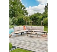 Salon de jardin d'angle 5 places - marron