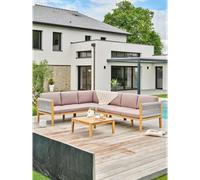 Salon de jardin d'angle 5 places - marron