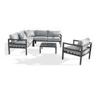 Salon de jardin d'angle 6 places en aluminium