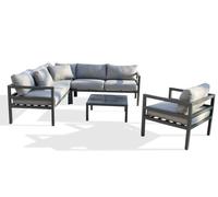 Salon de jardin d'angle 6 places en aluminium