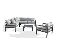 Salon de jardin d'angle 6 places en aluminium