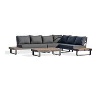 Salon de jardin d'angle 6 places en teck et aluminium - Gris anthracite - ALICANTE