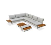 Paris Prix Salon de jardin d'angle Minera 6 places 245 cm Gris clair
