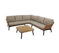 PROLOISIRS Set angle Tornado en aluminium/wicker avec coussins - graph/naturel/beige G