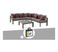 Salon de jardin d'angle en aluminium tonka Evasion avec housse de protection - 5 places - Hespéride gris G