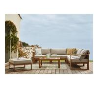 Salon de jardin d'angle modulable LEVATA XL - Bois d'acacia- 8 personnes - Gris de lin + Housse incluse