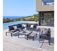 Salon De Jardin D'angle En Aluminium Paradize Graphite - 6 Places - Hespéride Multicolore