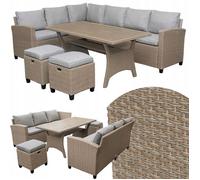 Salon de jardin d'angle TABLE poufs MOBILIER DE JARDIN VENEZIA beige