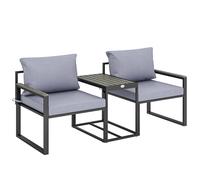 Salon De Jardin Design 3 Pièces 2 Personnes Avec Coussins Gris Gris