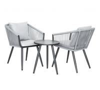 Salon De Jardin Détente En Aluminium Et Corde Tressée Gris Amorgos - 2 Places - Jardiline Gris