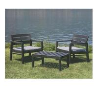 Salon de jardin - DMORA - 2 fauteuils 1 table basse - Anthracite - Made in Italy