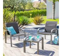 Salon de jardin duo ELYN Anthracite Graphite 2 places - Aluminium, Texaline Hespéride