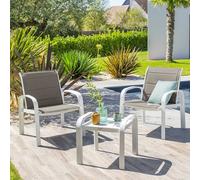 Salon de jardin duo ""Elyn"" noisette & blanc 2 places en aluminium - Hespéride