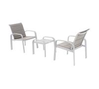 Salon de jardin duo ""Elyn"" noisette & blanc 2 places en aluminium - Hespéride