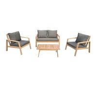 Salon De Jardin En Acacia 4 Places Gili - Coussins Gris Gris