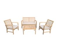 Happy Garden Salon de jardin Goa - ensemble 4 places en acacia avec coussins sable