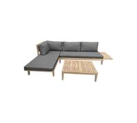Salon de jardin en acacia 4 places pangkor - coussins gris