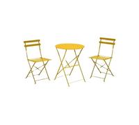 Ensemble Guéridon de jardin Cuba Ø 60 cm - miel + 2 Chaises pliante Cuba
