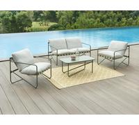 Salon de jardin en acier : un canapé 2 places, 2 fauteuils et une table basse - Vert - MILOPE de MYLIA