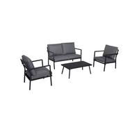 Salon de jardin bas en aluminium gris foncé - 4 places