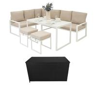 Salon de Jardin en Aluminium Blanc & Coffre de Rangement 582 L en Rotin Noir