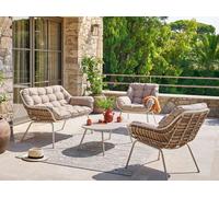 Salon De Jardin En Aluminium Paopao Argile + Housse - 4 Places - Hespéride Multicolore