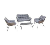 Hespéride - Salon de Jardin Paopao Graphite, Gris 4 Places Anti-Rouille Coussins Confortables 2 Fauteuils 1 Canapé 1 Table Basse pour Terasse, Balcon