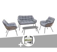 Salon De Jardin En Aluminium Paopao Graphite + Housse - 4 Places Multicolore