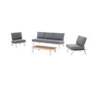Vente-unique - Salon de Jardin en Aluminium : Un canapé 3 Places, 2 fauteuils et Une Table Basse - Naturel Clair et Coussins Anthracite - Mally de MYLIA