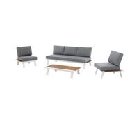 Vente-unique - Salon de Jardin en Aluminium : Un canapé 3 Places, 2 fauteuils et Une Table Basse - Naturel Clair et Coussins Anthracite - Mally de MYLIA